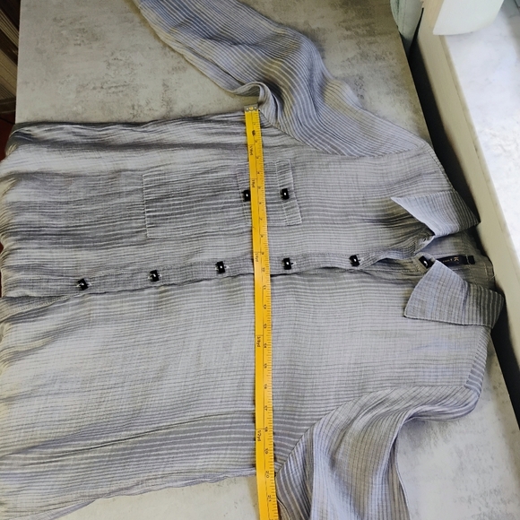 IC By Connie K Button Down Semi Sheer Tunic Top Lagenlook Art To Wear Size Small - Picture 11 of 12